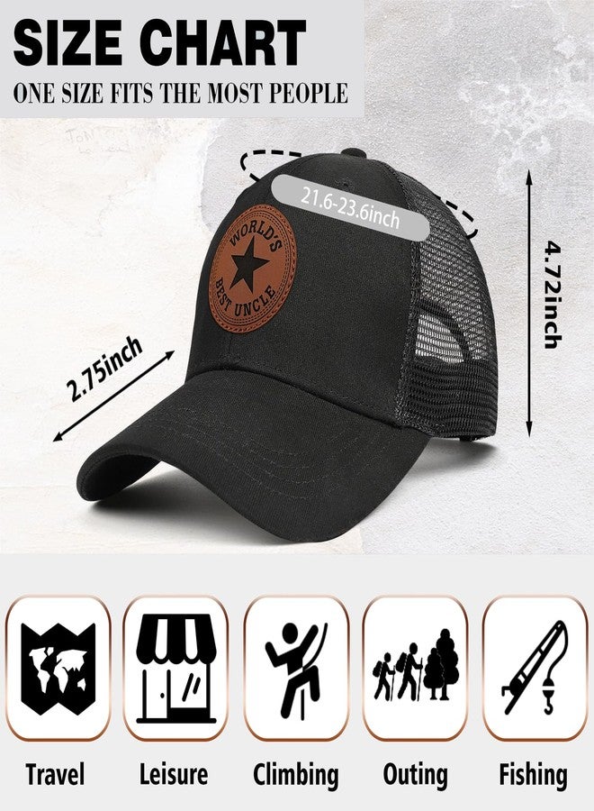 Supload Uncle Gifts from Niece Nephew Worlds Best Uncle Ever Hat Christmas Fathers Day Birthday Gift for Uncle Mesh Trucker Hats Cool Black - Image 3